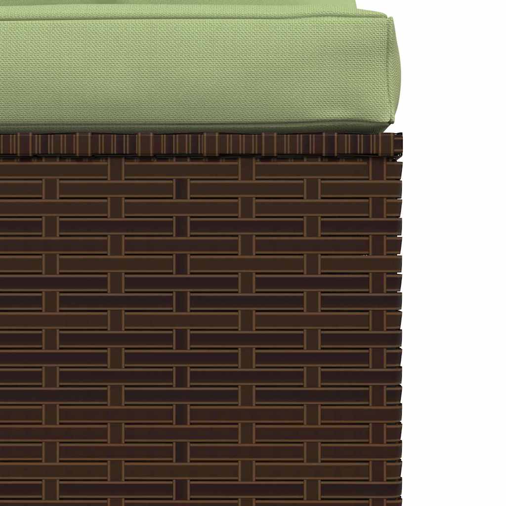 Barna polyrattan kerti középső kanapé párnákkal 6