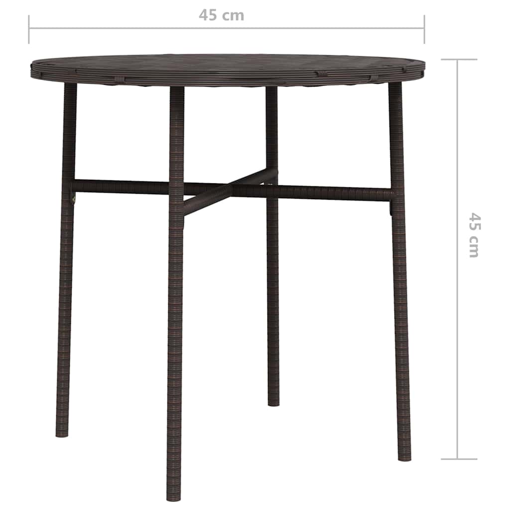 Barna polyrattan teázóasztal 45 cm 6