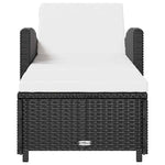 Fekete polyrattan napozóágy krémfehér párnával 3