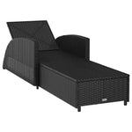 Fekete polyrattan napozóágy krémfehér párnával 6