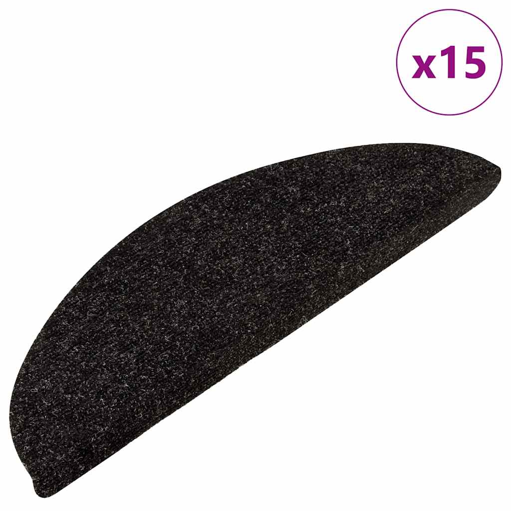 15 db antracitszürke lépcsőszőnyeg 56x17x3 cm 2