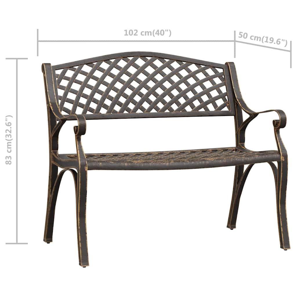 Bronzszínű öntött alumínium kerti pad 102 cm 7