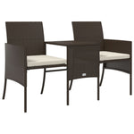 2 személyes barna polyrattan kerti kanapé asztallal/székkel 5