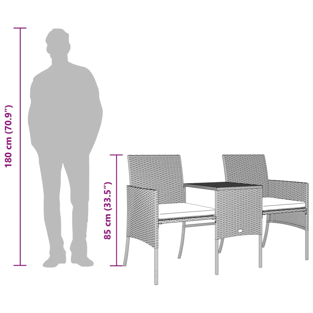 2 személyes barna polyrattan kerti kanapé asztallal/székkel 11