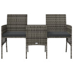 2 személyes szürke polyrattan kerti kanapé asztallal/székkel 4