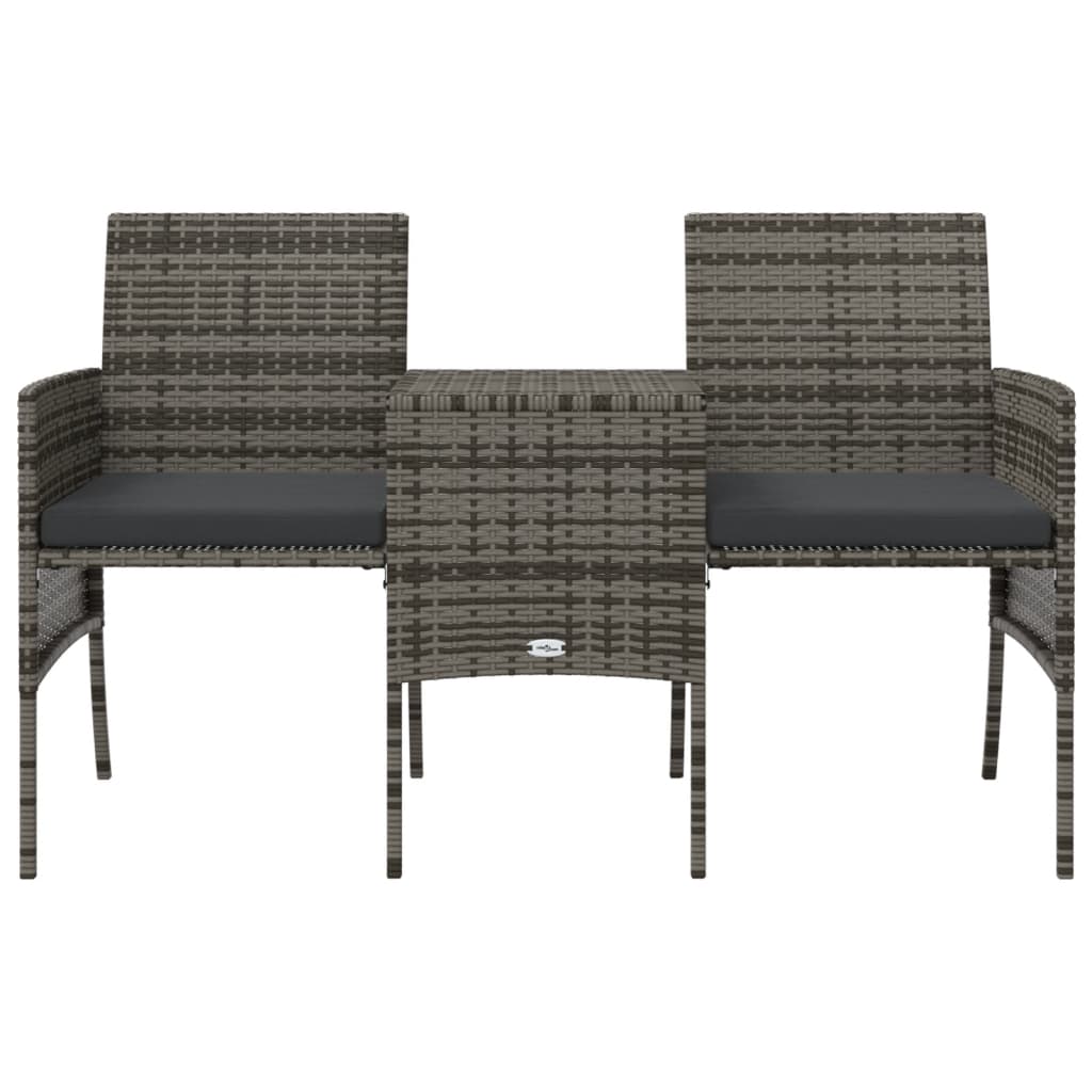 2 személyes szürke polyrattan kerti kanapé asztallal/székkel 4