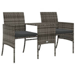 2 személyes szürke polyrattan kerti kanapé asztallal/székkel 5