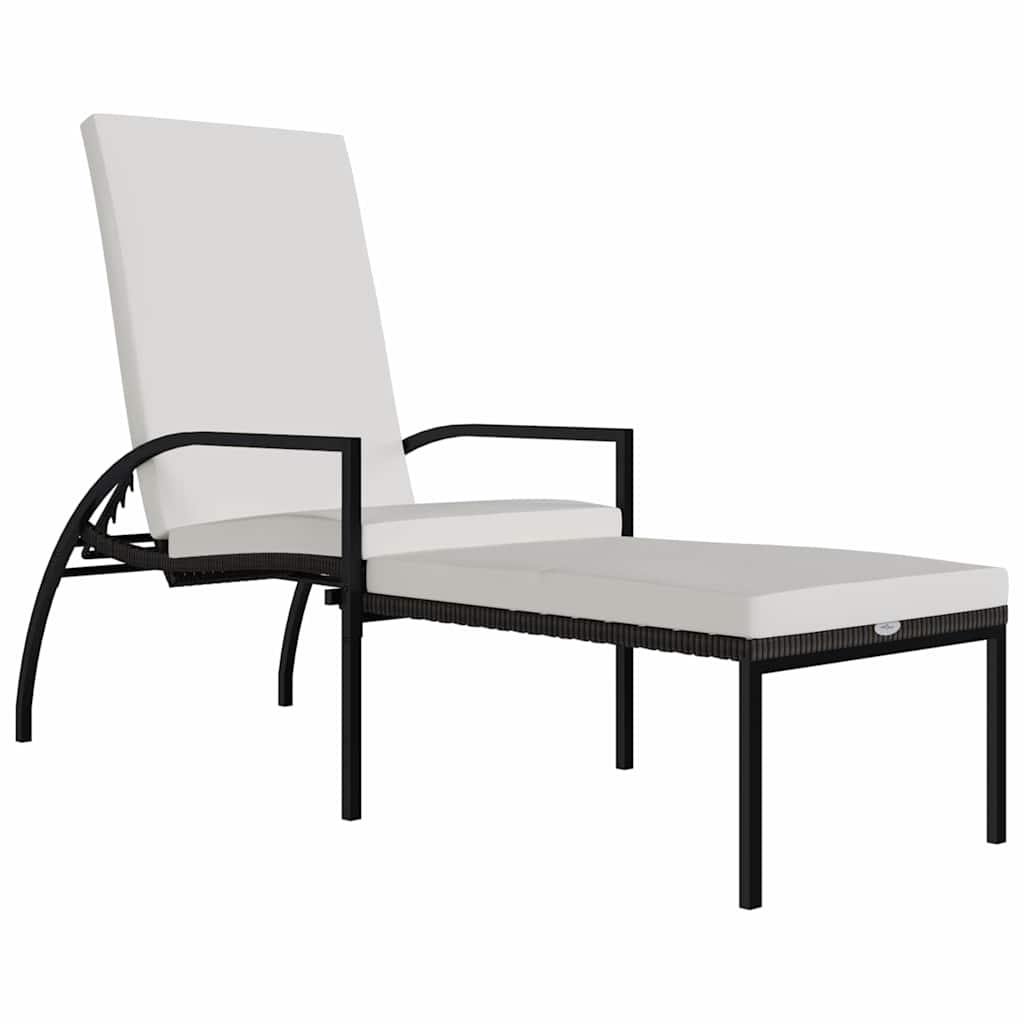 Barna polyrattan napozóágy lábtartóval 2