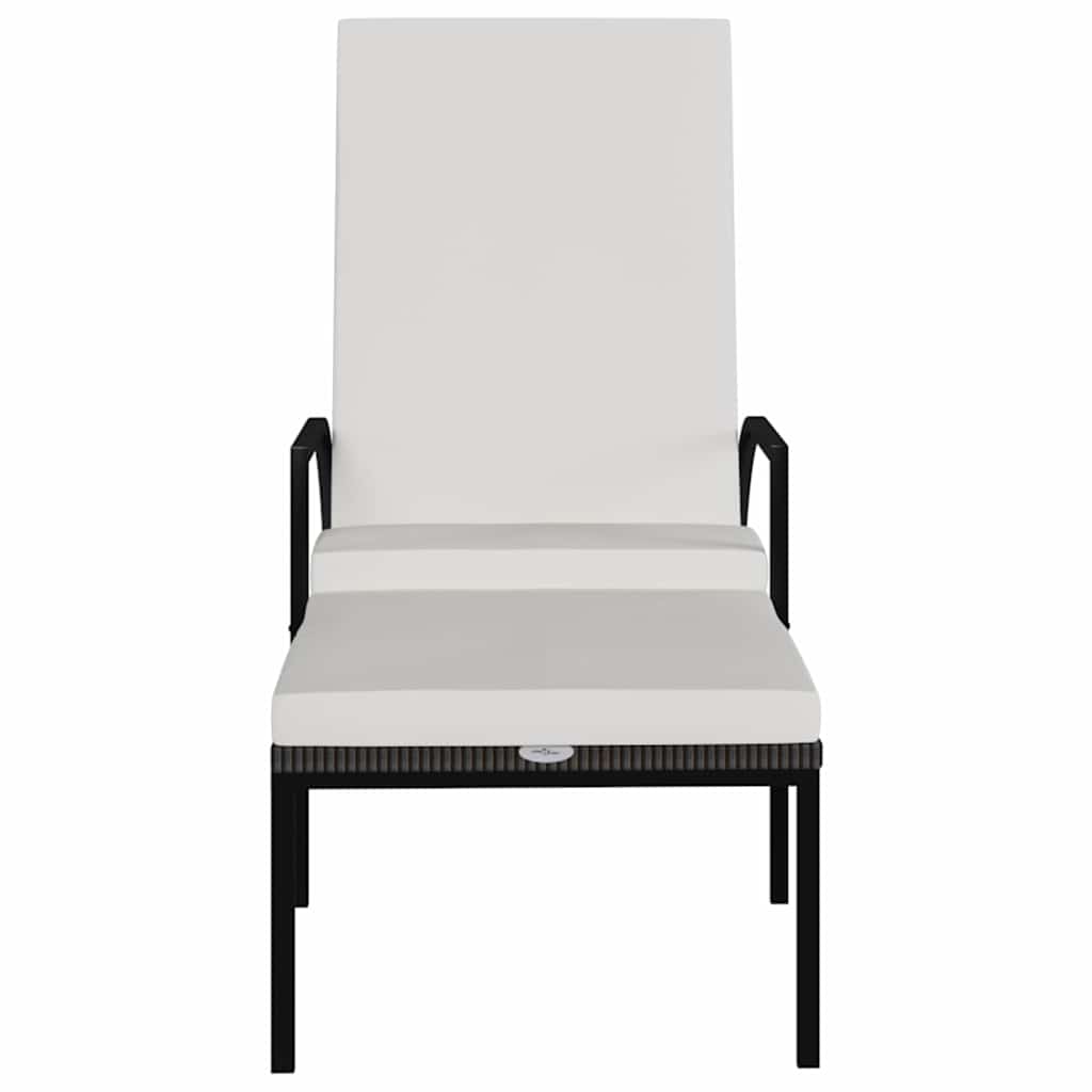 Barna polyrattan napozóágy lábtartóval 3