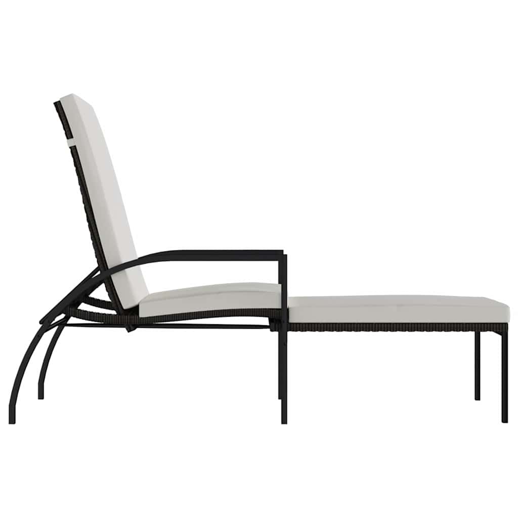 Barna polyrattan napozóágy lábtartóval 4