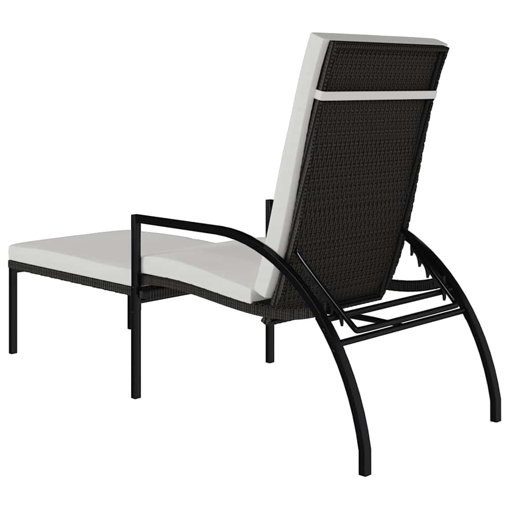Barna polyrattan napozóágy lábtartóval 5