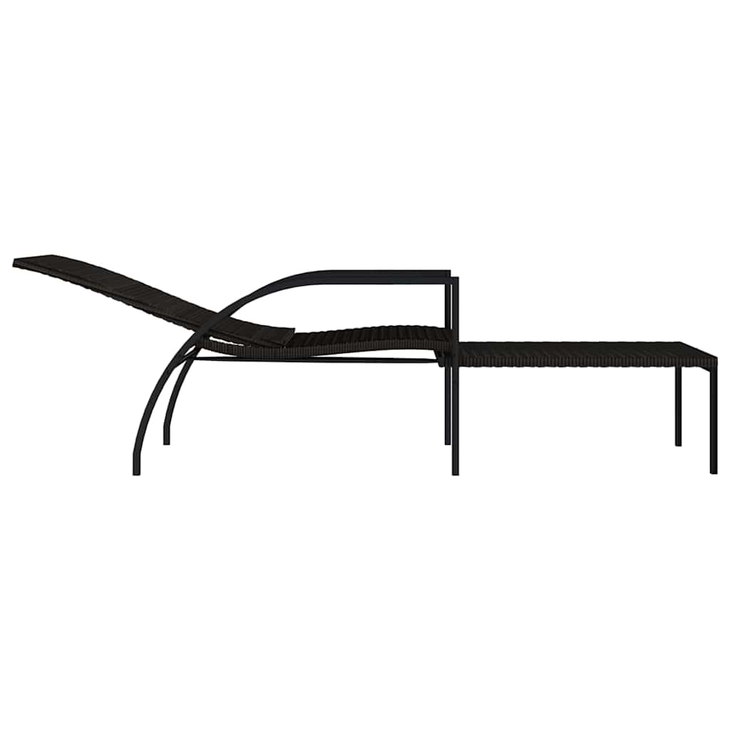 Barna polyrattan napozóágy lábtartóval 6