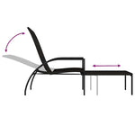 Barna polyrattan napozóágy lábtartóval 8