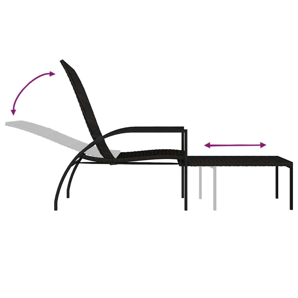 Barna polyrattan napozóágy lábtartóval 8