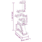 Sötétszürke macskabútor szizál kaparófákkal 155 cm 9