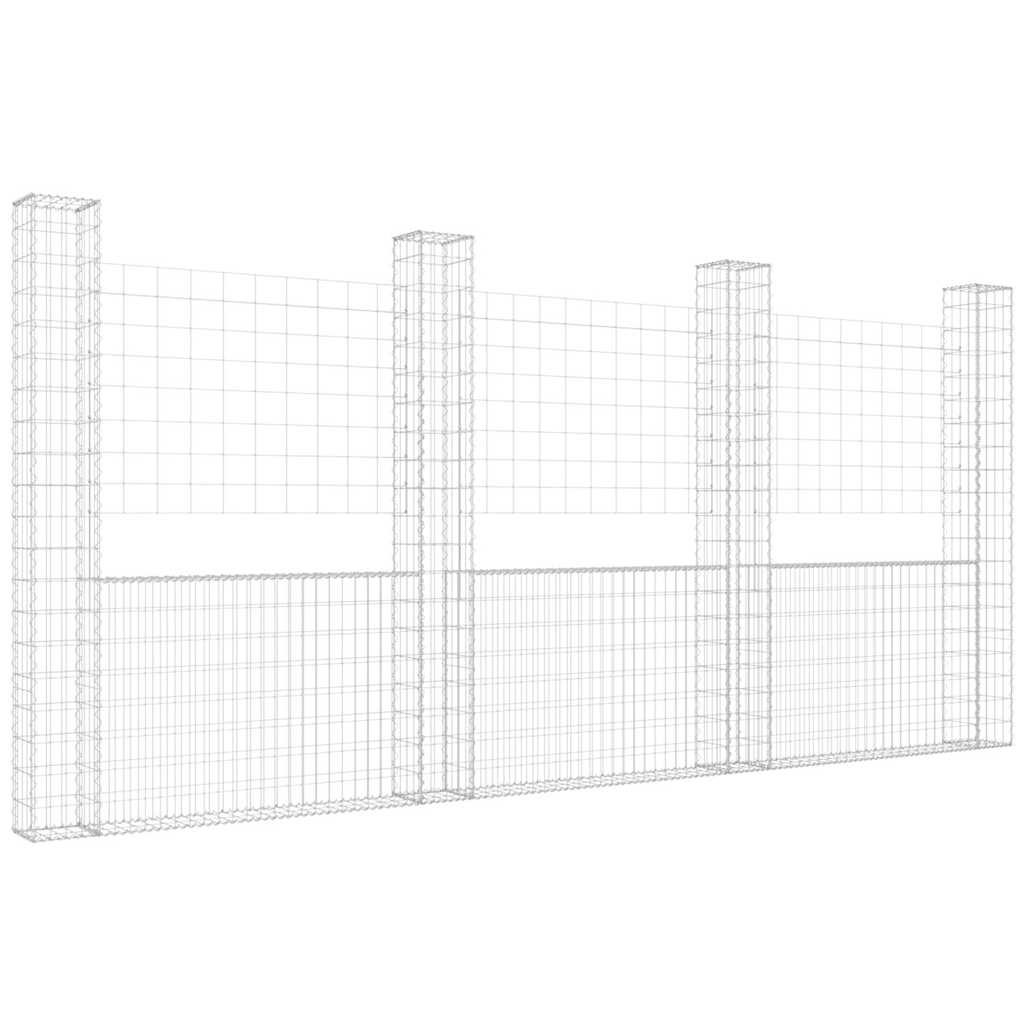 U-alakú vas gabionkosár 4 oszloppal 380 x 20 x 200 cm 2