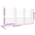 U-alakú vas gabionkosár 4 oszloppal 380 x 20 x 200 cm 6
