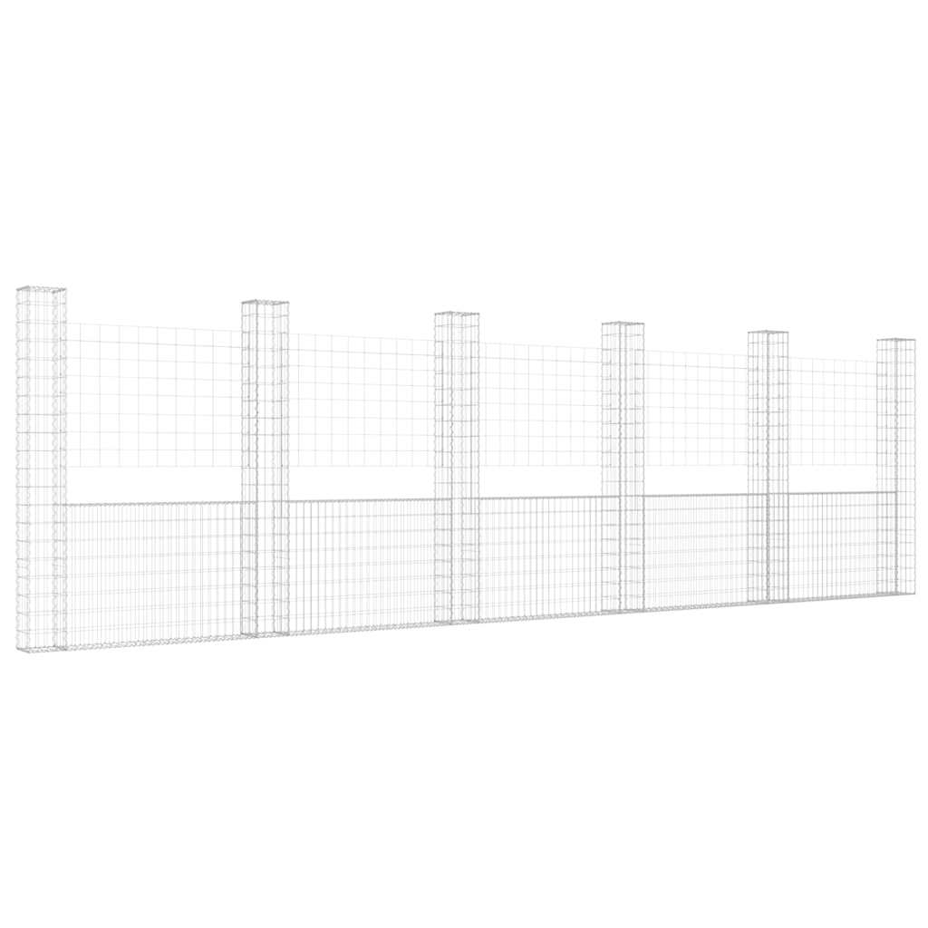 U-alakú vas gabionkosár 6 oszloppal 620 x 20 x 200 cm 2
