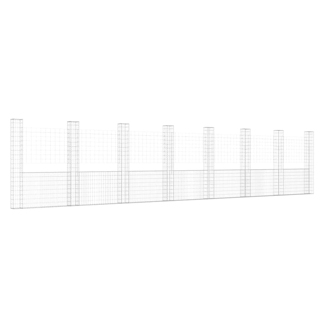U-alakú vas gabionkosár 8 oszloppal 860 x 20 x 200 cm 2