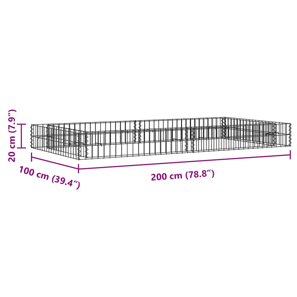 Horganyzott acél gabion magaságyás 200 x 100 x 20 cm 9