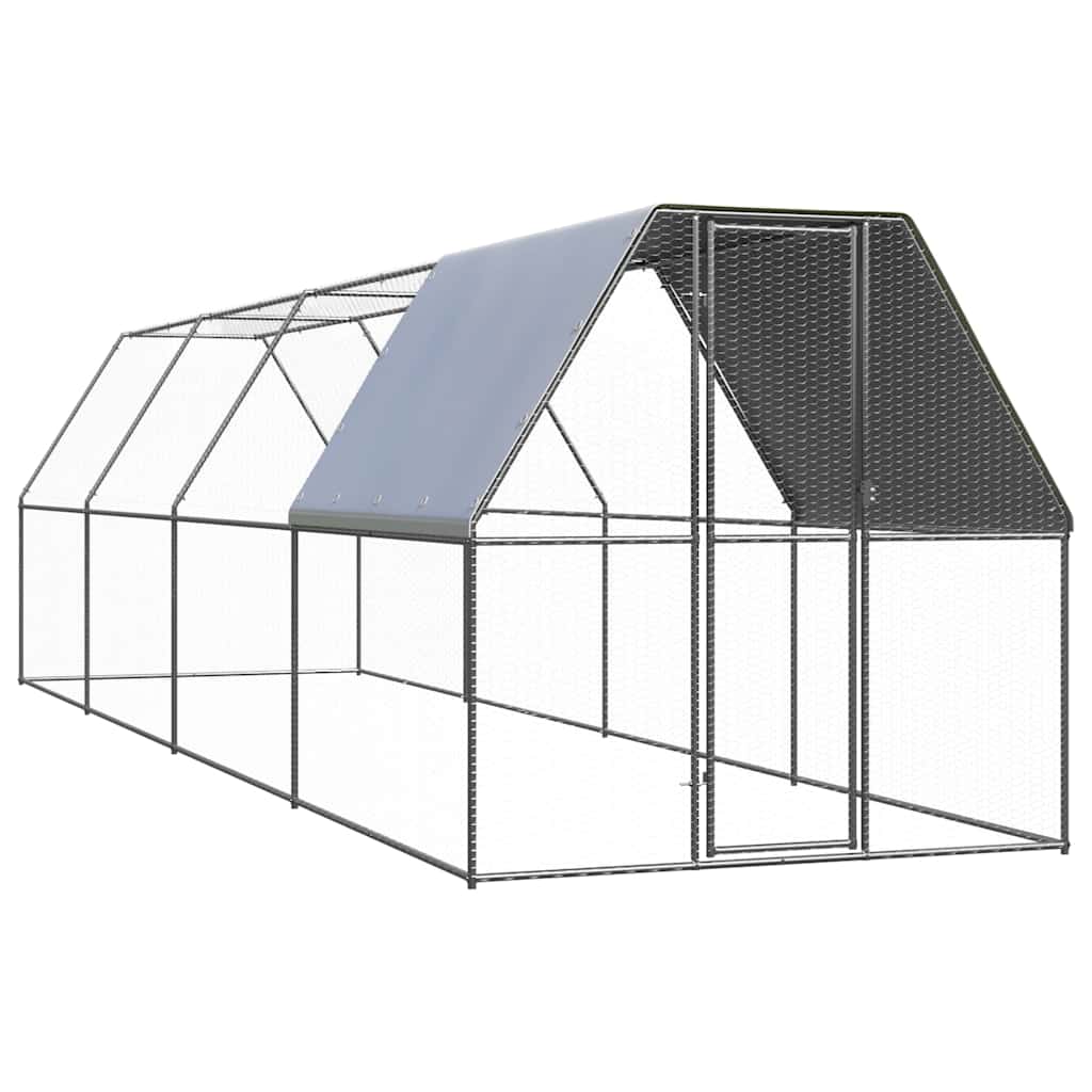 Kültéri horganyzott acél tyúkól 2 x 8 x 2 m