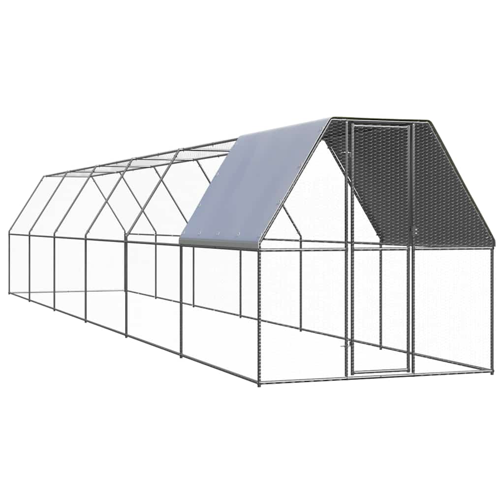 Kültéri horganyzott acél tyúkól 2 x 12 x 2 m
