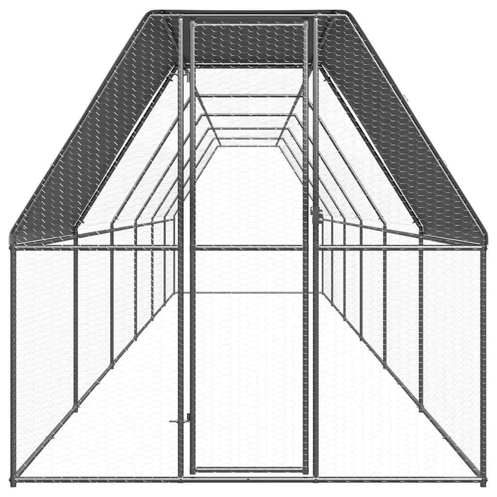 Kültéri horganyzott acél tyúkól 2 x 12 x 2 m 2