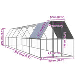 Kültéri horganyzott acél tyúkól 2 x 12 x 2 m 5