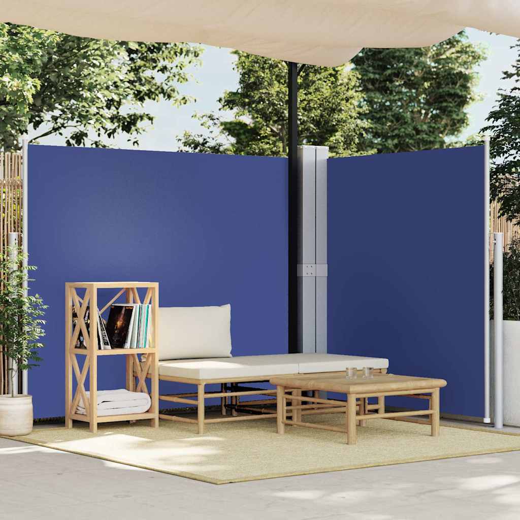 Kék behúzható oldalsó napellenző 180 x 600 cm