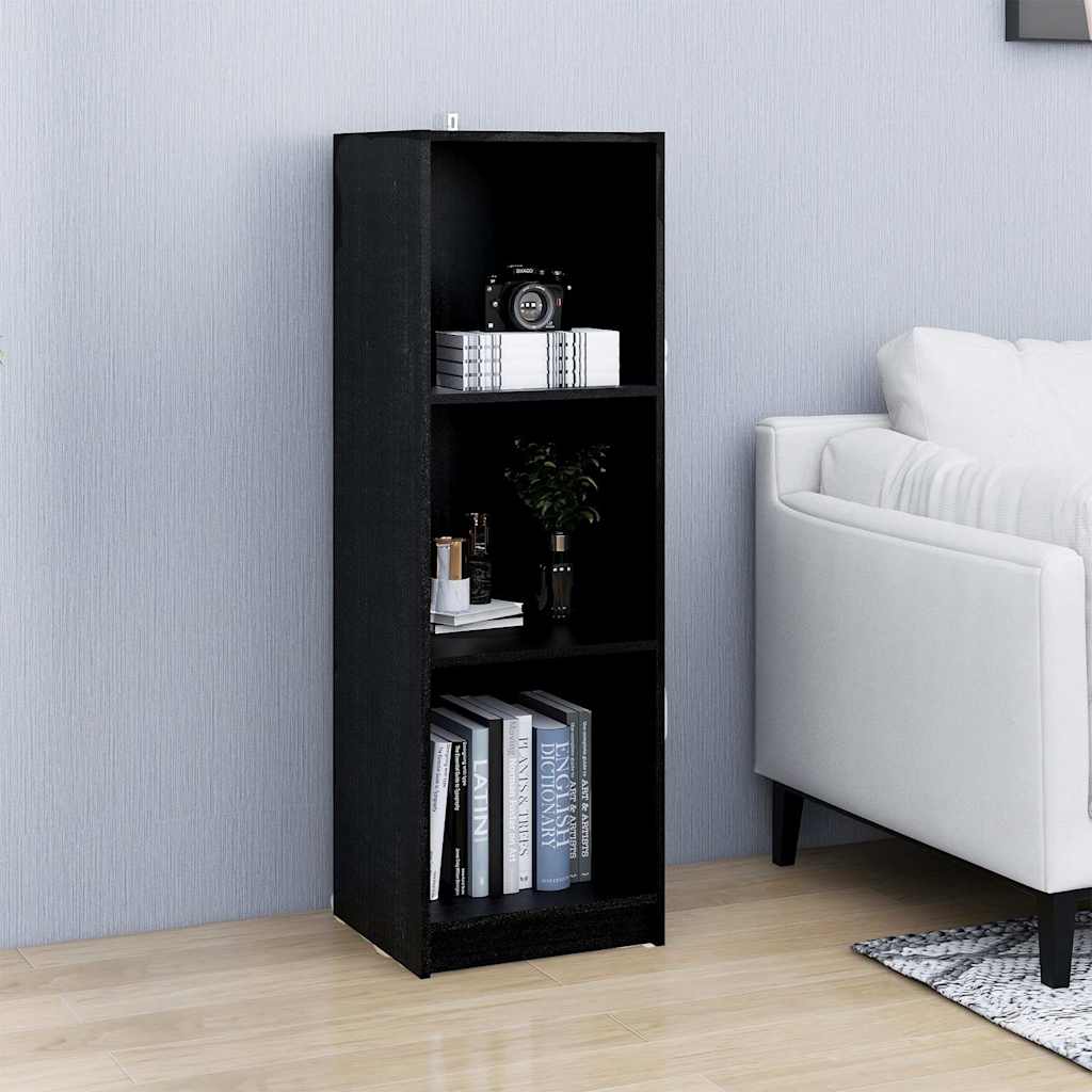 Fekete tömör fenyőfa könyvszekrény/térelválasztó 36x33x110 cm 3