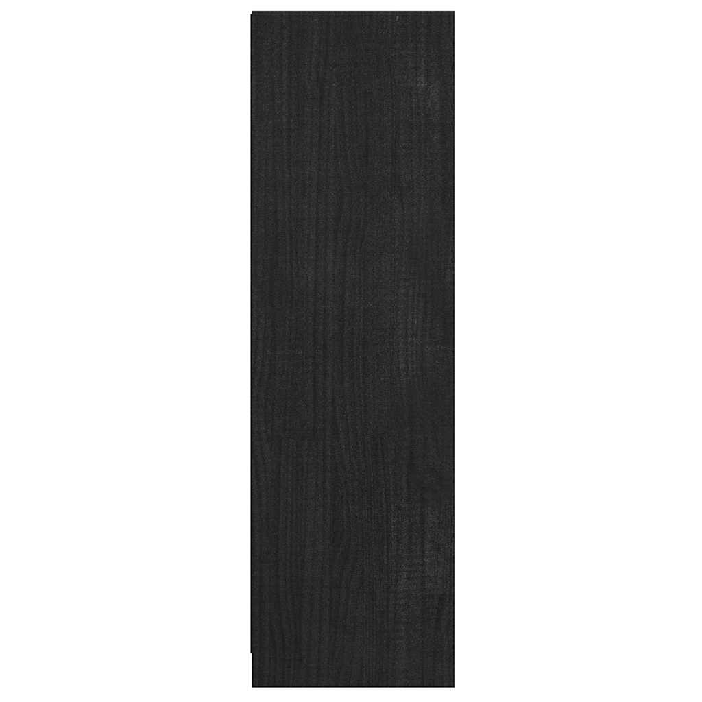 Fekete tömör fenyőfa könyvszekrény/térelválasztó 36x33x110 cm 6
