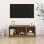 Mézbarna tömör fenyőfa TV-szekrény 104 x 33 x 41 cm 3