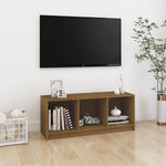 Mézbarna tömör fenyőfa TV-szekrény 104 x 33 x 41 cm