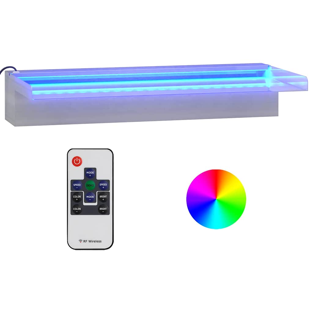 Rozsdamentes acél vízeséskifolyó RGB LED-ekkel 45 cm 2