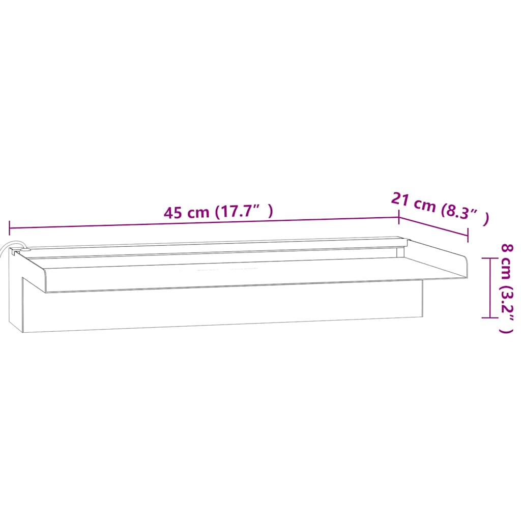 Rozsdamentes acél vízeséskifolyó RGB LED-ekkel 45 cm 12