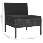 6 részes fekete polyrattan kerti ülőgarnitúra párnákkal 6