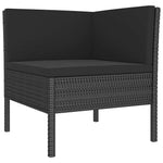 5 részes fekete polyrattan kerti ülőgarnitúra párnákkal 5