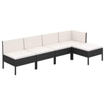 5 részes fekete polyrattan kerti ülőgarnitúra párnákkal 2