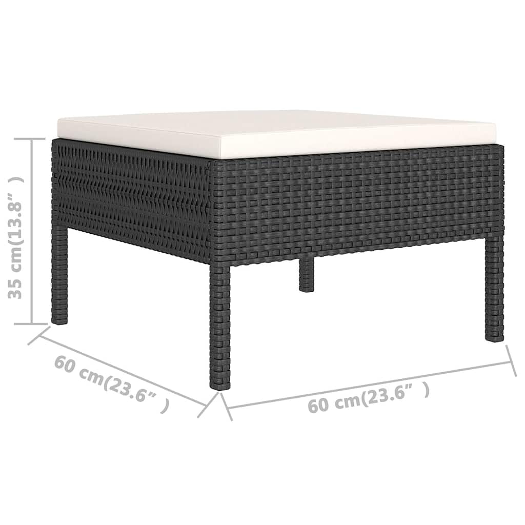 5 részes fekete polyrattan kerti ülőgarnitúra párnákkal 6