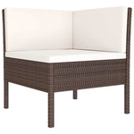 6 részes barna polyrattan kerti bútorszett párnákkal 3