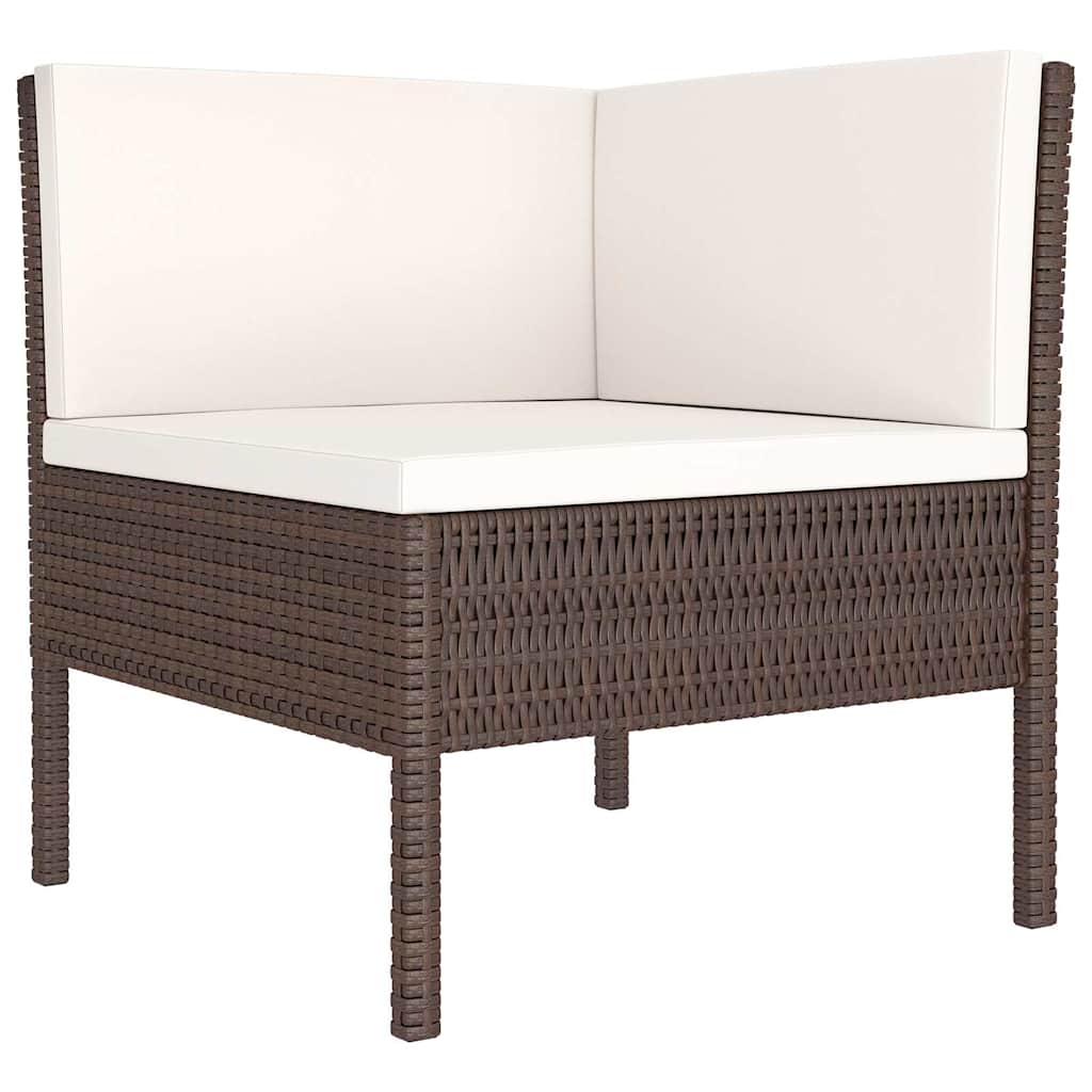 6 részes barna polyrattan kerti bútorszett párnákkal 3