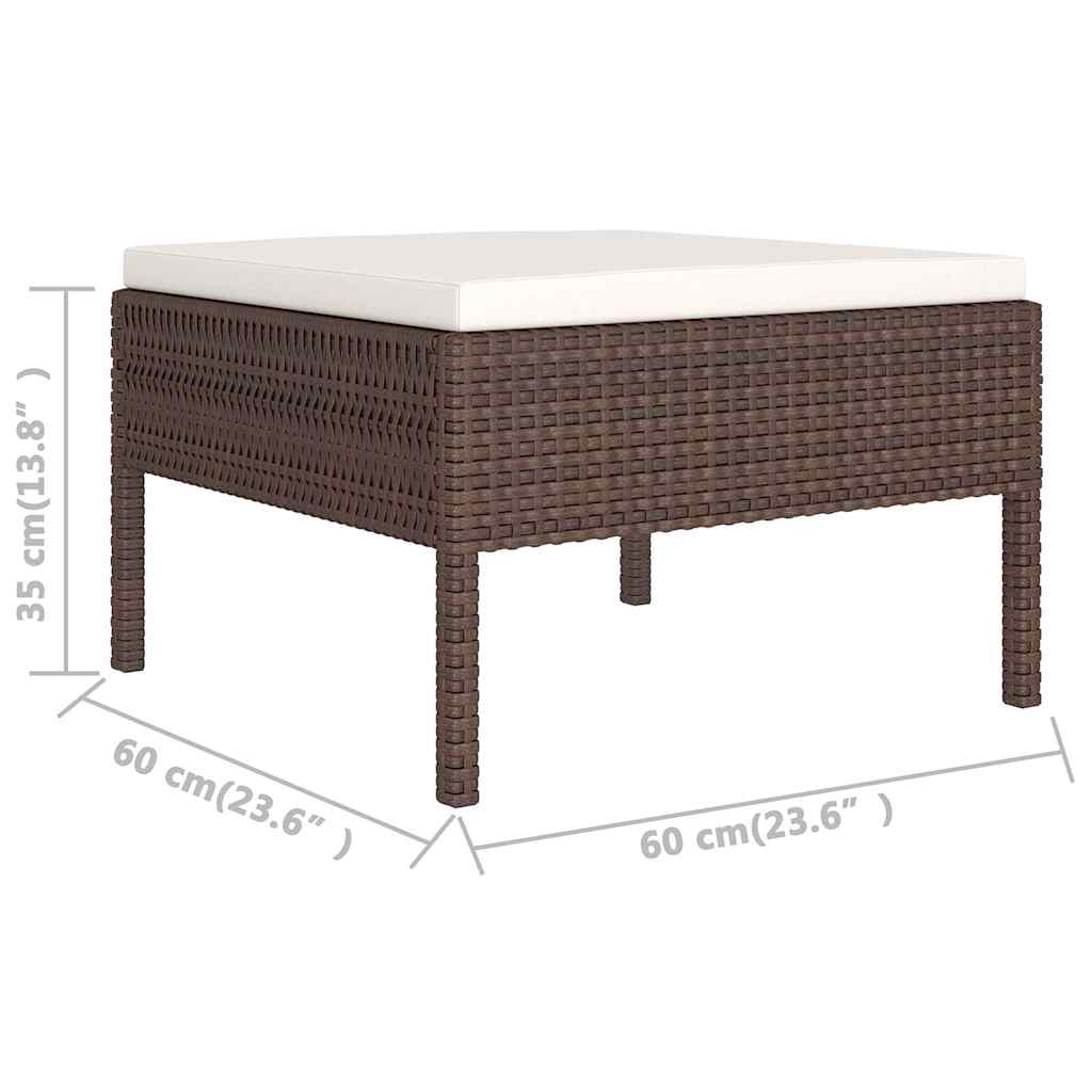 6 részes barna polyrattan kerti bútorszett párnákkal 8