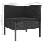 5 részes fekete polyrattan kerti ülőgarnitúra párnákkal 7
