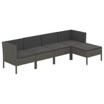 5 részes szürke polyrattan kerti ülőgarnitúra párnákkal 2