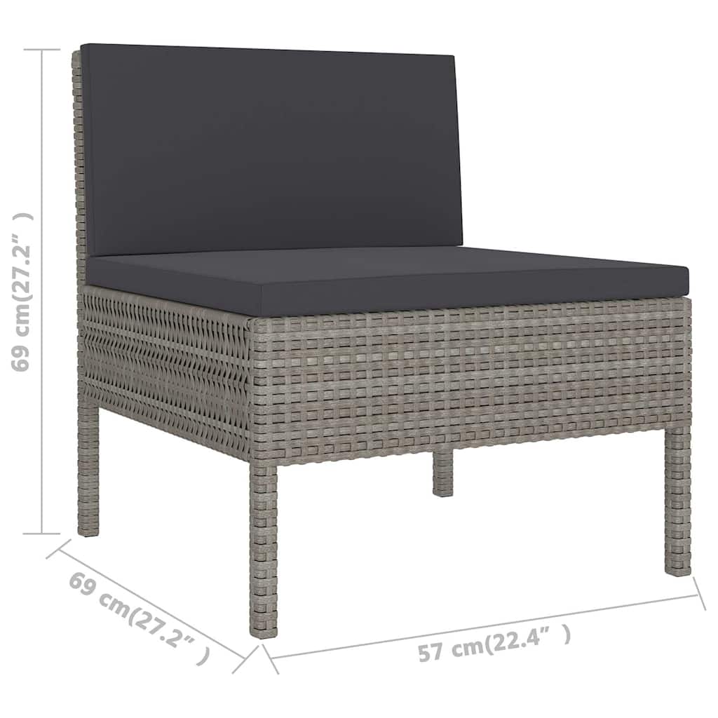 5 részes szürke polyrattan kerti ülőgarnitúra párnákkal 7