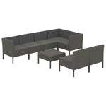 8 részes szürke polyrattan kerti ülőgarnitúra párnákkal 2