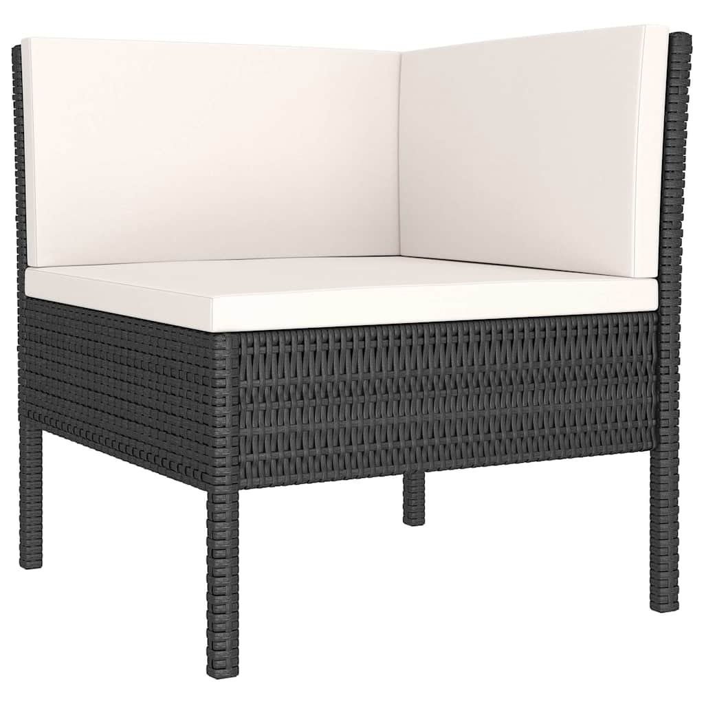8 részes fekete polyrattan kerti ülőgarnitúra párnákkal 5