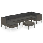 8 részes szürke polyrattan kerti ülőgarnitúra párnákkal 2