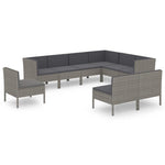 9 részes szürke polyrattan kertibútor-garnitúra párnákkal 2