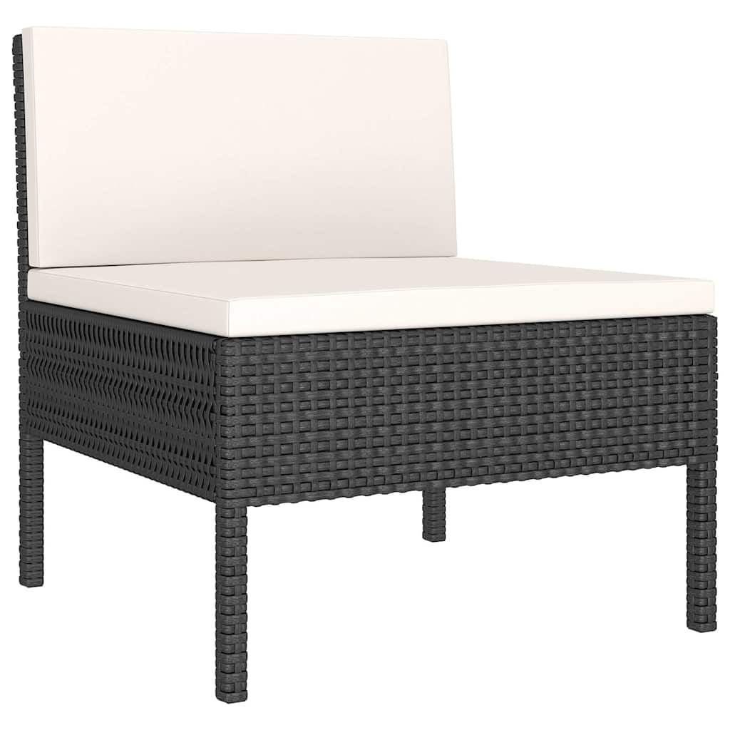 11 részes fekete polyrattan kerti ülőgarnitúra párnákkal 5